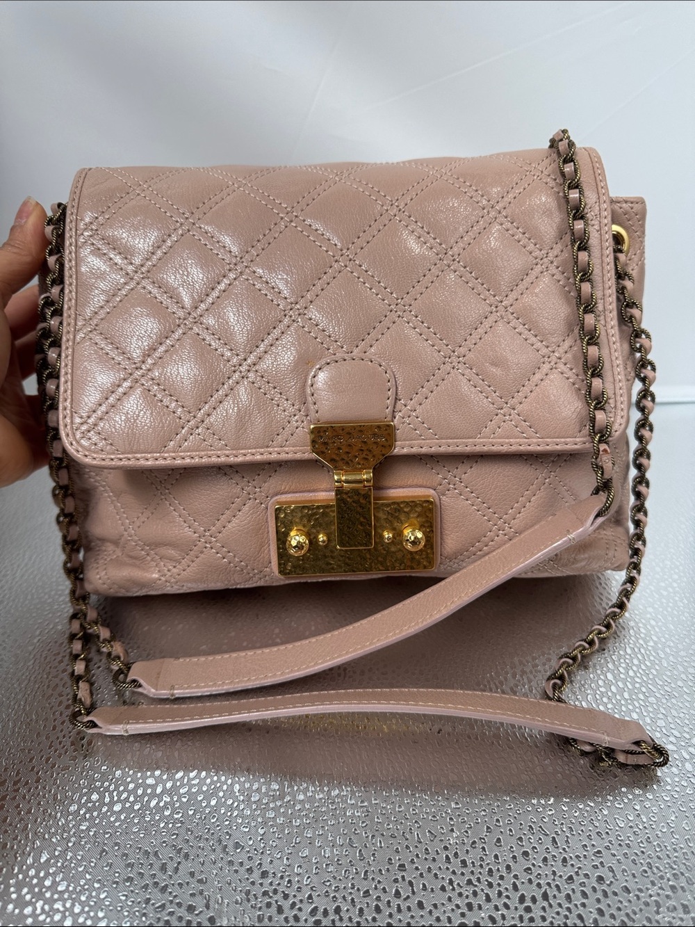 Marc Jacobs Quilted Leather Crossbody in Blush
